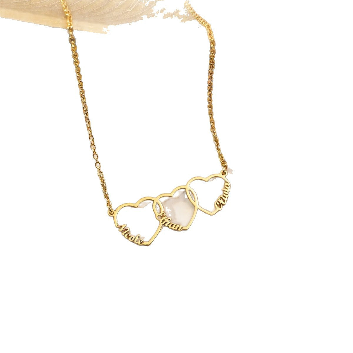 Hollow Heart Letter Necklace Gold Plated Stainless Steel Jewelry