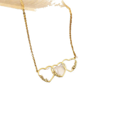 Hollow Heart Letter Necklace Gold Plated Stainless Steel Jewelry
