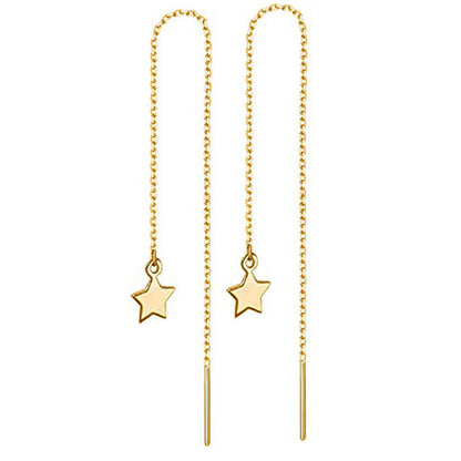 Titanium Steel Tassel Star Crystal Drop Earrings