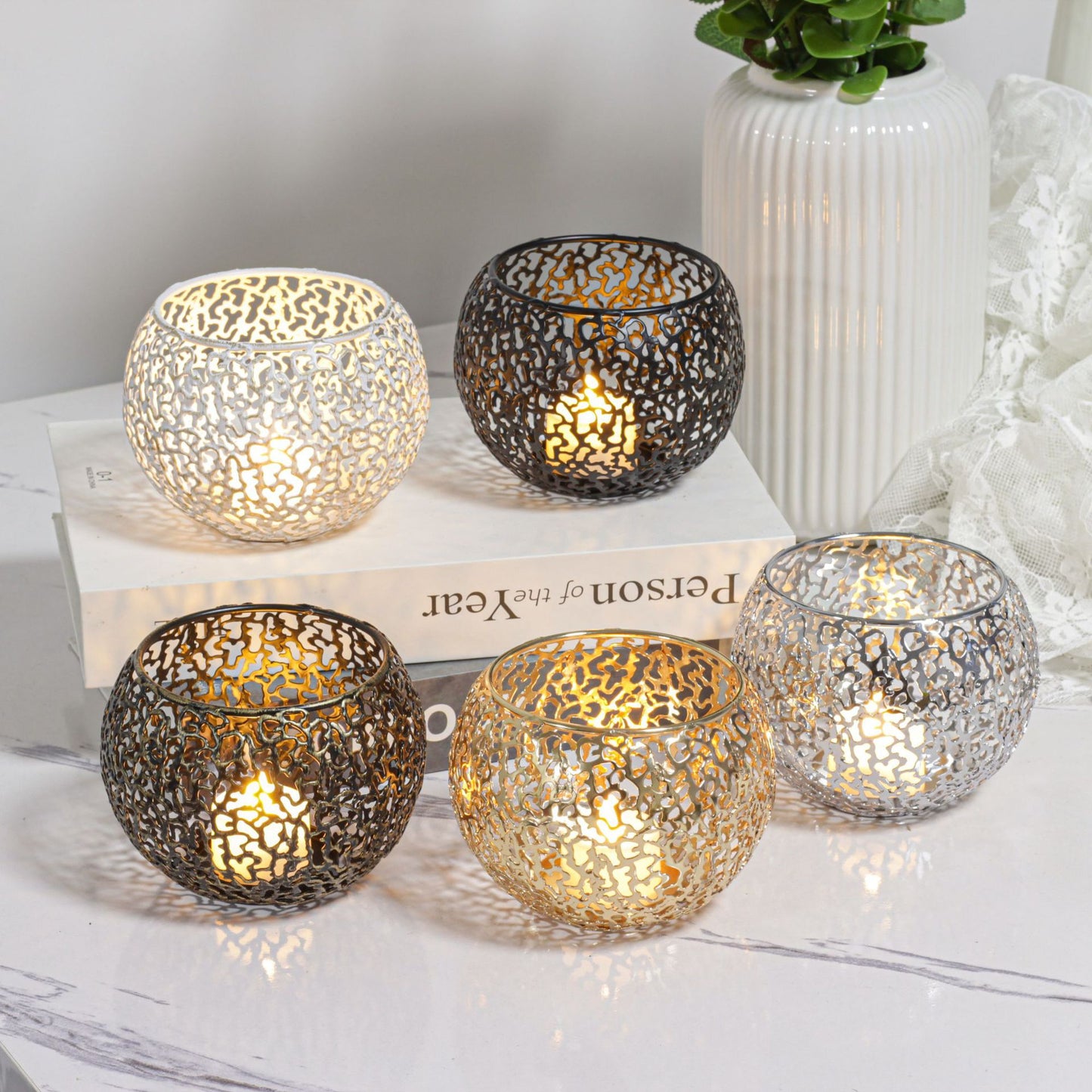 Metal Iron Candle Holder Cover Ornament