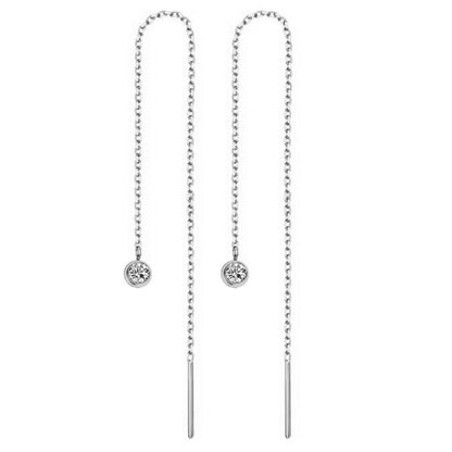 Titanium Steel Tassel Star Crystal Drop Earrings